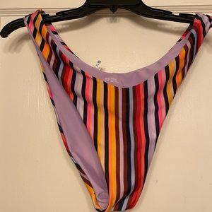 Aerie Super High Waisted Cheekiest Striped Rainbow XL Multicolor Bikini Bottom
